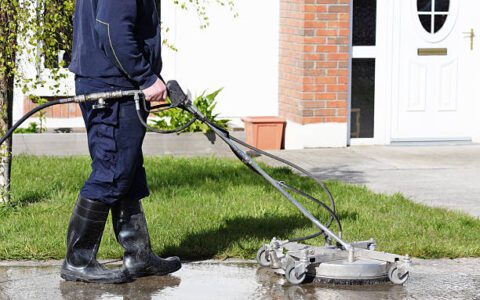 Cleaning path way with a water pressure system.