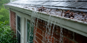 Blocked gutters causing water damage on a Melbourne home